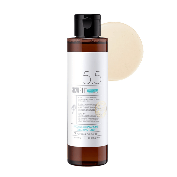 Koreansk acwell Lakrits pH Balancing Cleansing Toner för en hudvårdsrutin med fördelarna med Lakrits pH Balancing Cleansing Toner 150ml.